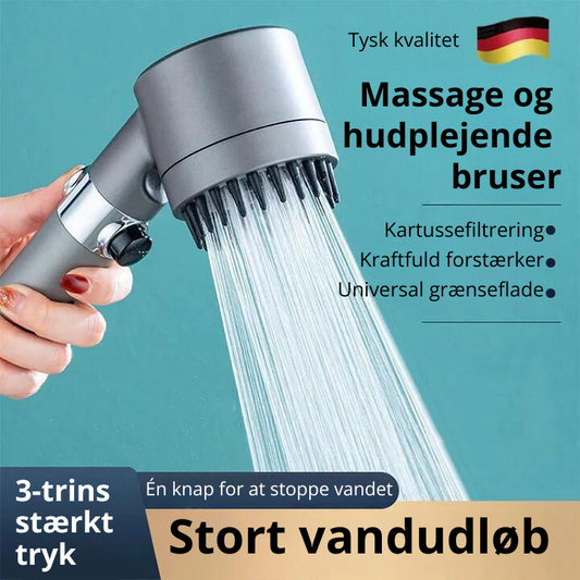 Borhe® Brusehoved - 4 i 1 Massage og Hudskønhed Multifunktionel Bruserhoved